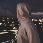 Teenager wearing a hoodie
