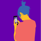 Artwork of a woman on her phone