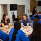 Students gathered around a table