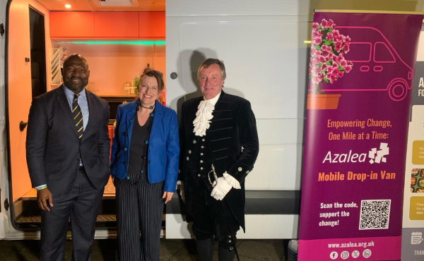 Police and Crime Commissioner and Azalea co-founder Ruth Robb with the drop-in van