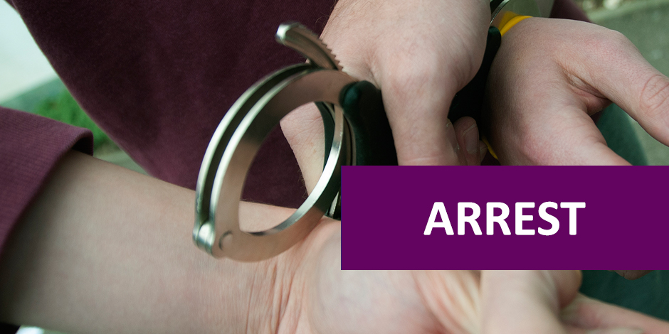 Text reads: arrest