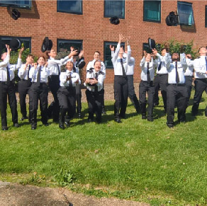 Student officers celebrate passing out
