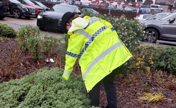 Officer searching the grass