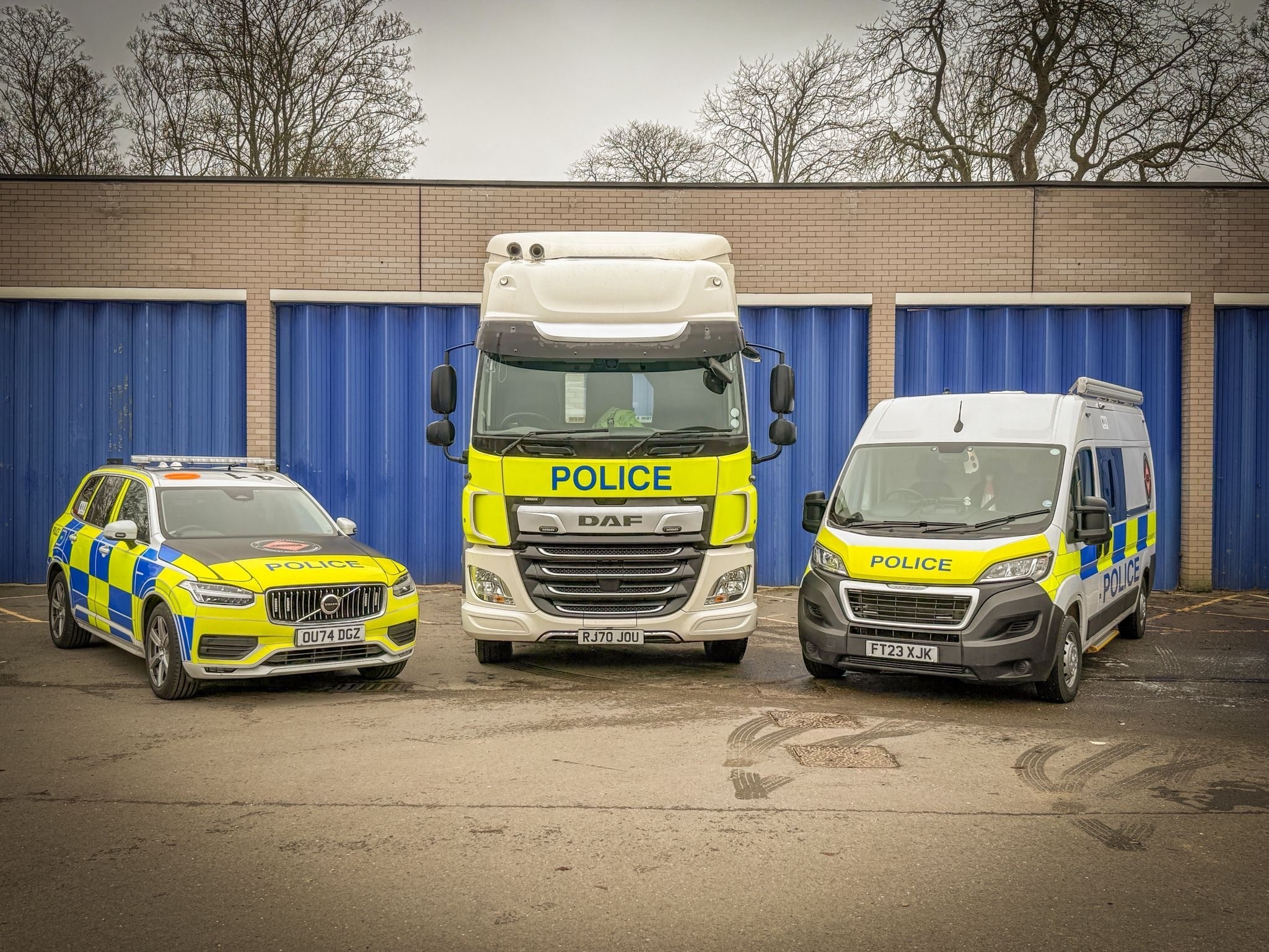 Police car, truck and van